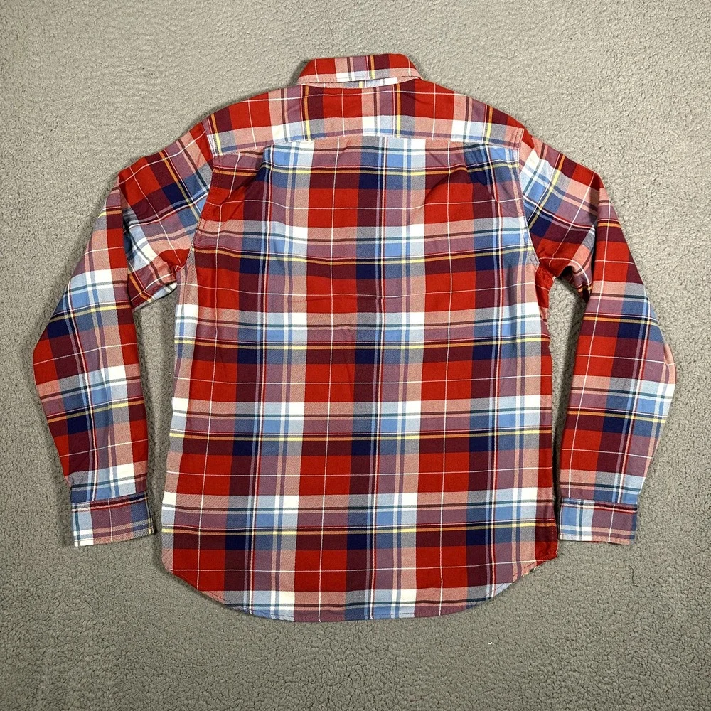 J Crew Shirt Mens Medium Red Plaid Blanket Button Up Casual Preppy Workwear Logo